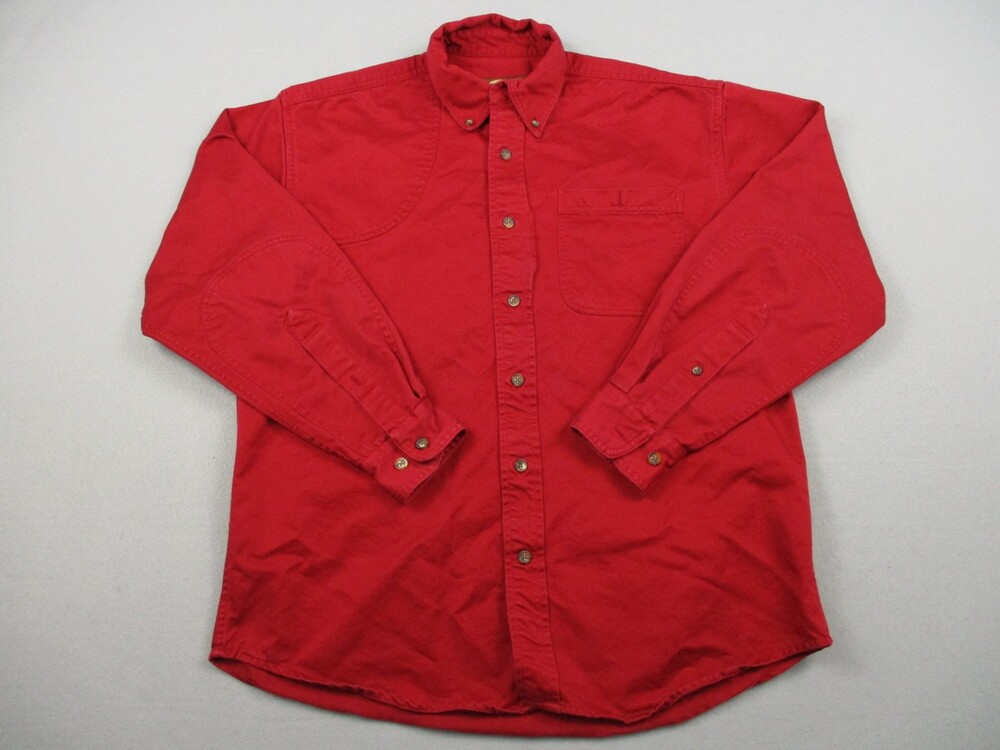 Bob Timberlake Shirt Men Medium Red Long Sleeve Button Up Fishing Outdoor *